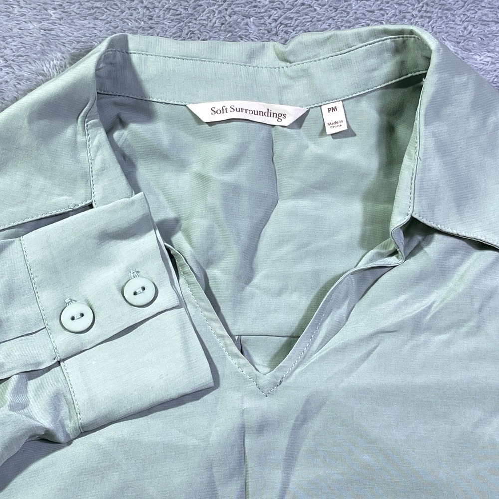 Soft‎ Surroundings Sage Green Long Sleeve Tunic Shirt PM